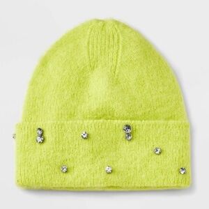 Brushed RhineStone Embellished Hat Beanie - A New Day Green